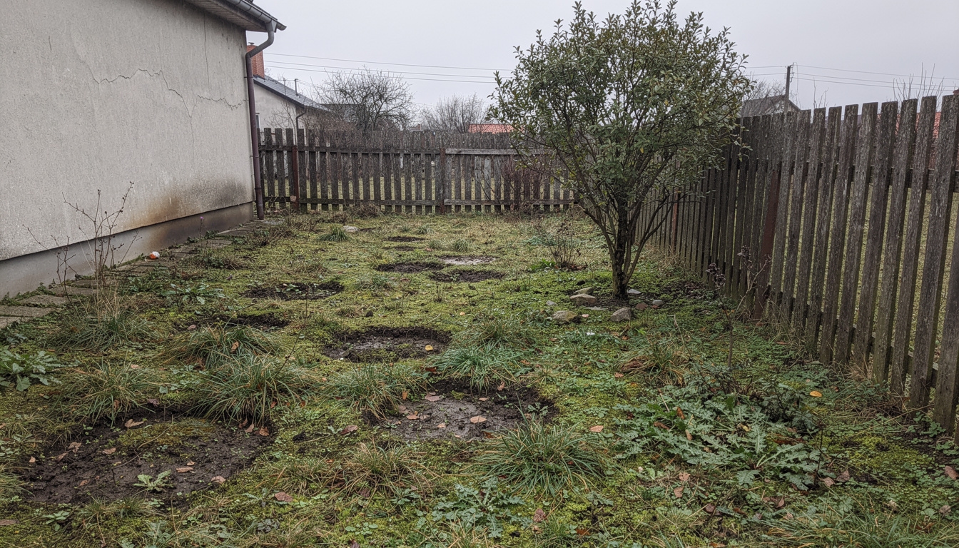 Zaniedbany ogród przed realizacją projektu
